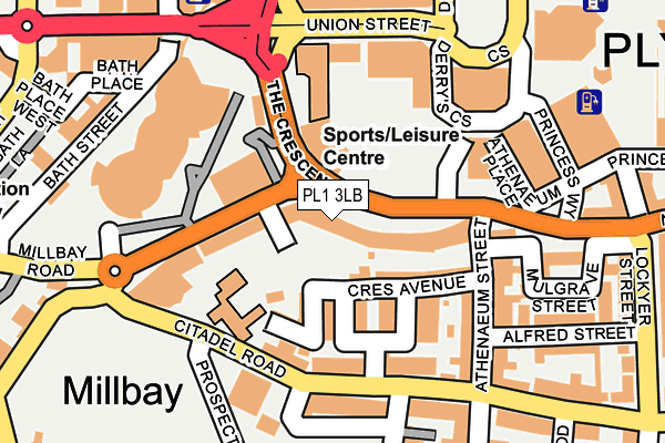 PL1 3LB map - OS OpenMap – Local (Ordnance Survey)