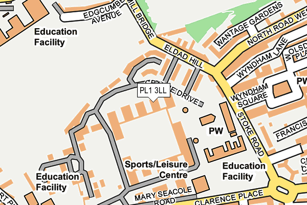 PL1 3LL map - OS OpenMap – Local (Ordnance Survey)