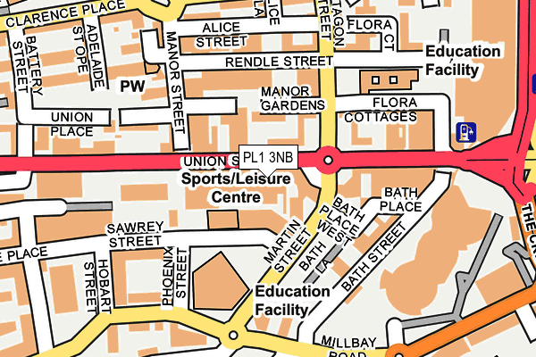 PL1 3NB map - OS OpenMap – Local (Ordnance Survey)