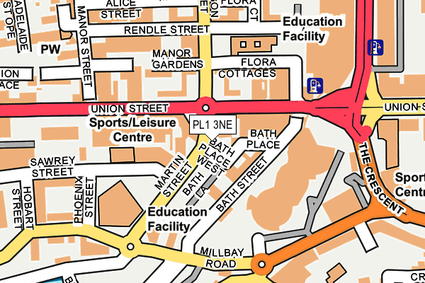 PL1 3NE map - OS OpenMap – Local (Ordnance Survey)