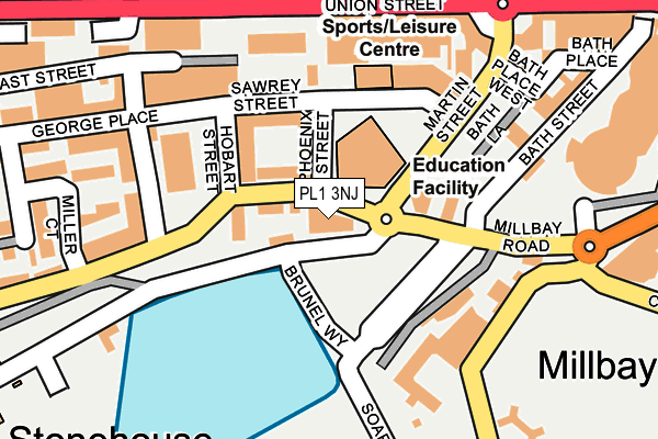 PL1 3NJ map - OS OpenMap – Local (Ordnance Survey)