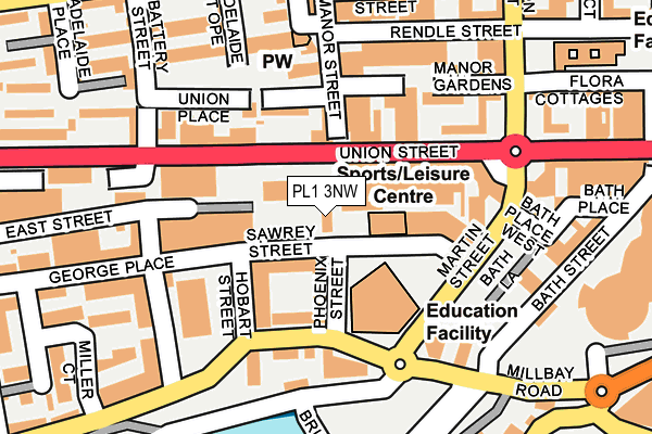 PL1 3NW map - OS OpenMap – Local (Ordnance Survey)