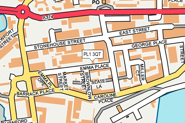 PL1 3QT map - OS OpenMap – Local (Ordnance Survey)
