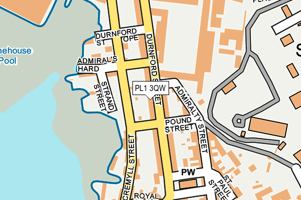 PL1 3QW map - OS OpenMap – Local (Ordnance Survey)