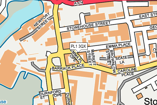 PL1 3QX map - OS OpenMap – Local (Ordnance Survey)