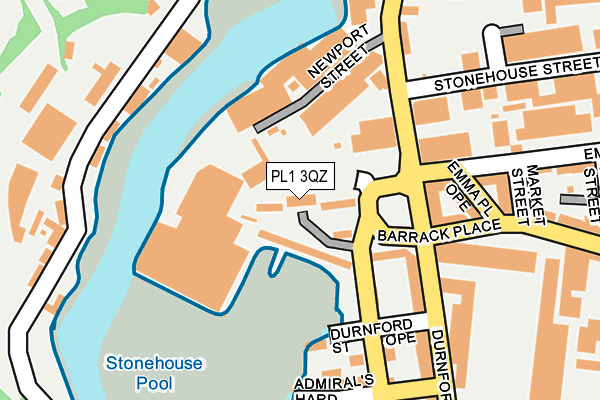 PL1 3QZ map - OS OpenMap – Local (Ordnance Survey)