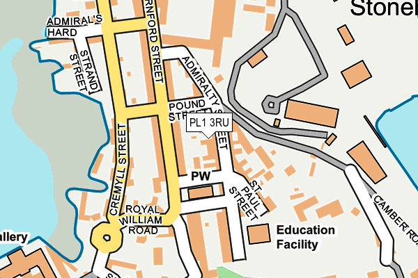 PL1 3RU map - OS OpenMap – Local (Ordnance Survey)