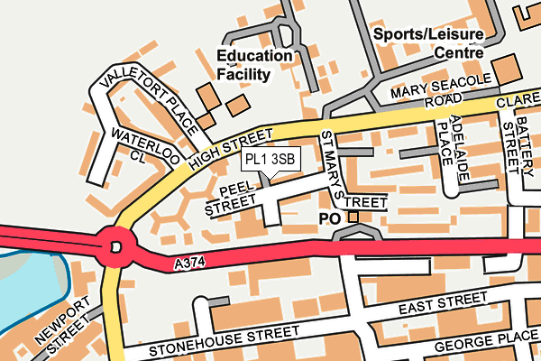 PL1 3SB map - OS OpenMap – Local (Ordnance Survey)