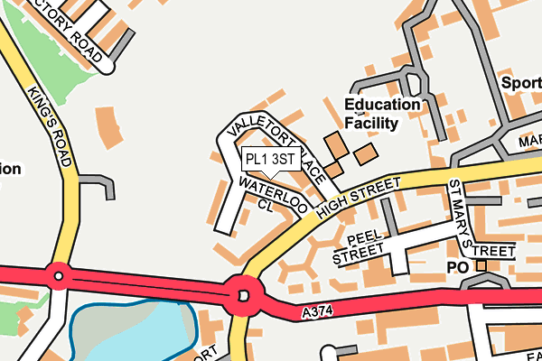 PL1 3ST map - OS OpenMap – Local (Ordnance Survey)