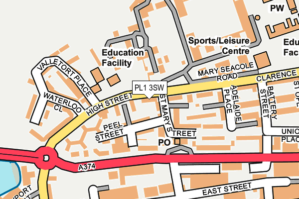 PL1 3SW map - OS OpenMap – Local (Ordnance Survey)