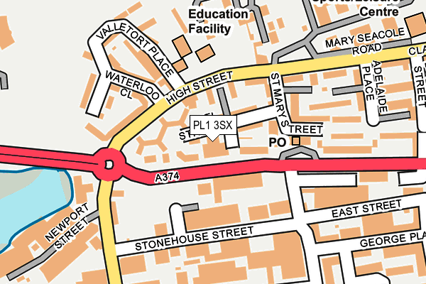 PL1 3SX map - OS OpenMap – Local (Ordnance Survey)