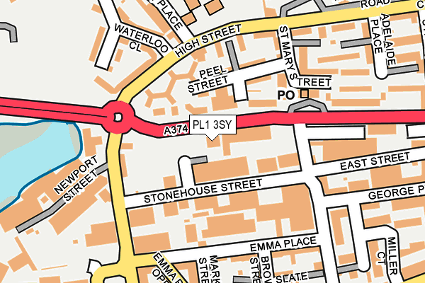 PL1 3SY map - OS OpenMap – Local (Ordnance Survey)