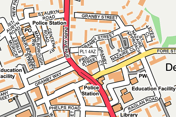 PL1 4AZ map - OS OpenMap – Local (Ordnance Survey)