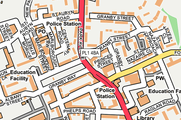 PL1 4BA map - OS OpenMap – Local (Ordnance Survey)