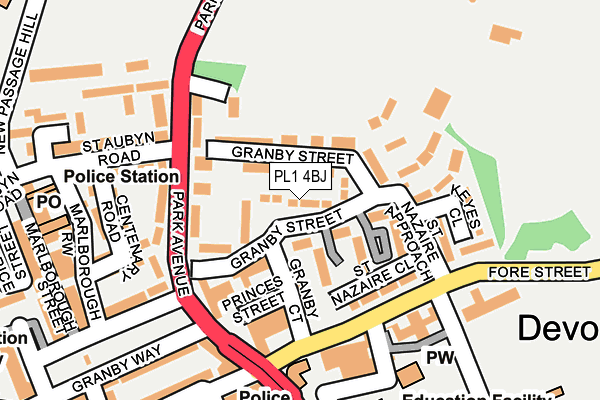 PL1 4BJ map - OS OpenMap – Local (Ordnance Survey)