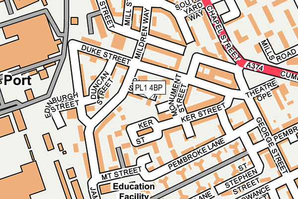 PL1 4BP map - OS OpenMap – Local (Ordnance Survey)