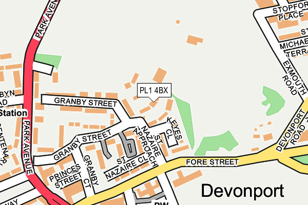 PL1 4BX map - OS OpenMap – Local (Ordnance Survey)