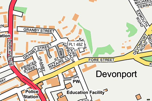 PL1 4BZ map - OS OpenMap – Local (Ordnance Survey)