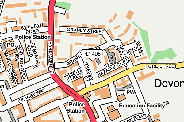 PL1 4DB map - OS OpenMap – Local (Ordnance Survey)