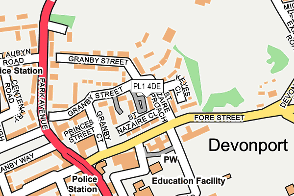 PL1 4DE map - OS OpenMap – Local (Ordnance Survey)