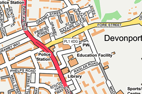 PL1 4DG map - OS OpenMap – Local (Ordnance Survey)