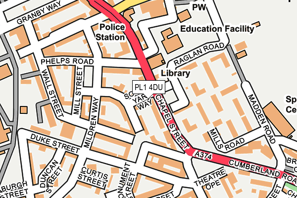 PL1 4DU map - OS OpenMap – Local (Ordnance Survey)