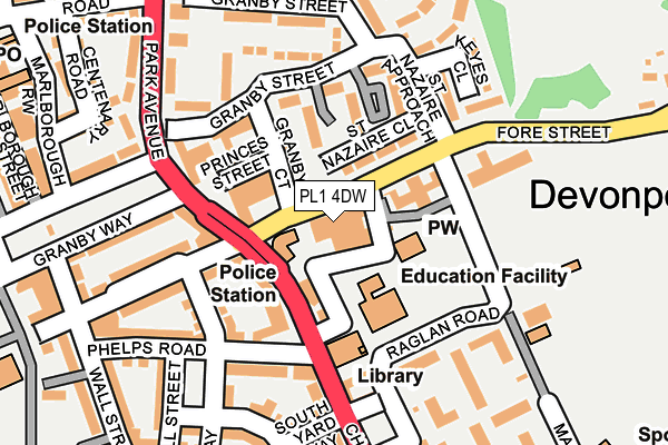 PL1 4DW map - OS OpenMap – Local (Ordnance Survey)