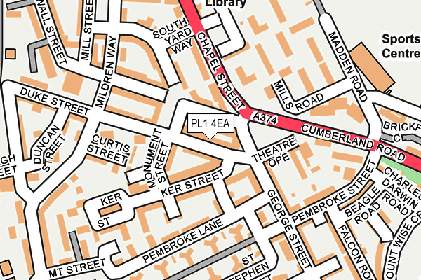 PL1 4EA map - OS OpenMap – Local (Ordnance Survey)