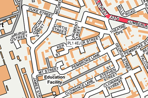 PL1 4EJ map - OS OpenMap – Local (Ordnance Survey)