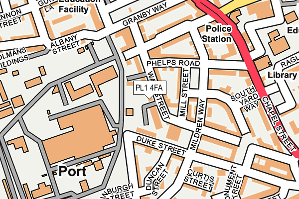 PL1 4FA map - OS OpenMap – Local (Ordnance Survey)