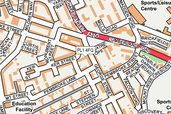 PL1 4FQ map - OS OpenMap – Local (Ordnance Survey)