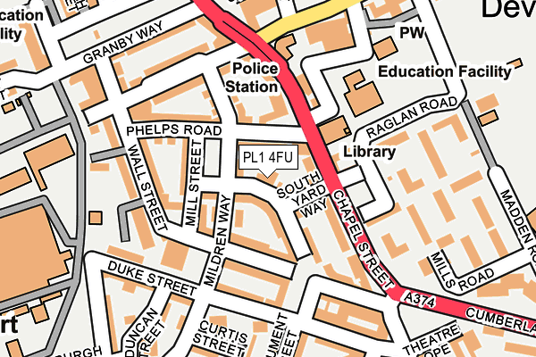 PL1 4FU map - OS OpenMap – Local (Ordnance Survey)