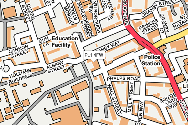 PL1 4FW map - OS OpenMap – Local (Ordnance Survey)