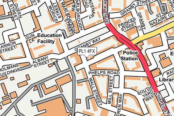 PL1 4FX map - OS OpenMap – Local (Ordnance Survey)