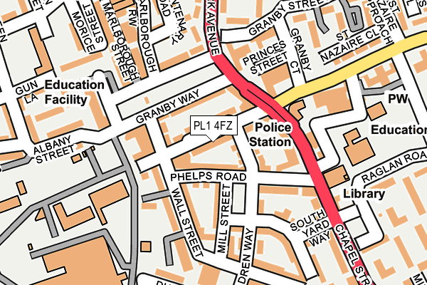 PL1 4FZ map - OS OpenMap – Local (Ordnance Survey)