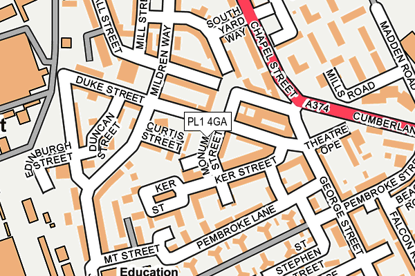 PL1 4GA map - OS OpenMap – Local (Ordnance Survey)