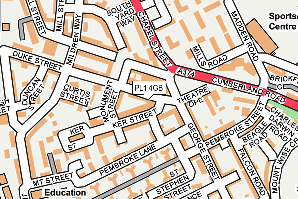 PL1 4GB map - OS OpenMap – Local (Ordnance Survey)