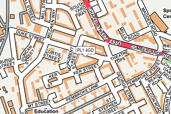 PL1 4GD map - OS OpenMap – Local (Ordnance Survey)