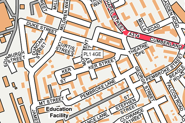 PL1 4GE map - OS OpenMap – Local (Ordnance Survey)