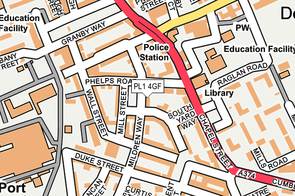 PL1 4GF map - OS OpenMap – Local (Ordnance Survey)