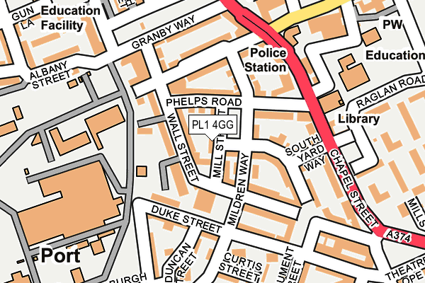 PL1 4GG map - OS OpenMap – Local (Ordnance Survey)