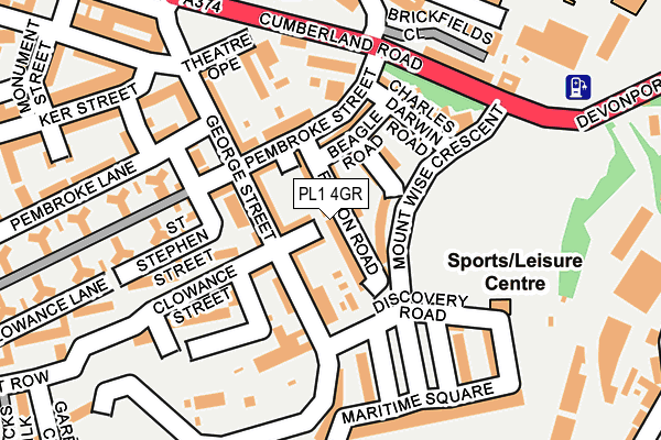 PL1 4GR map - OS OpenMap – Local (Ordnance Survey)