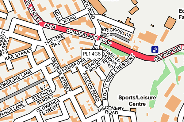 PL1 4GS map - OS OpenMap – Local (Ordnance Survey)