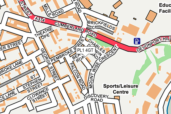 PL1 4GT map - OS OpenMap – Local (Ordnance Survey)