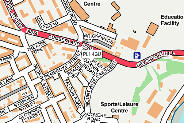 PL1 4GU map - OS OpenMap – Local (Ordnance Survey)