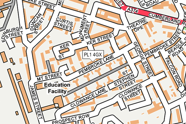 PL1 4GX map - OS OpenMap – Local (Ordnance Survey)