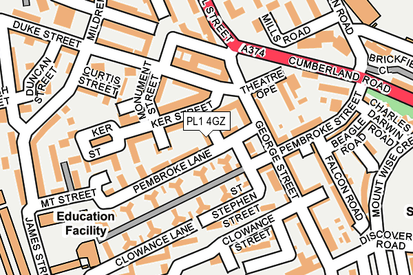 PL1 4GZ map - OS OpenMap – Local (Ordnance Survey)