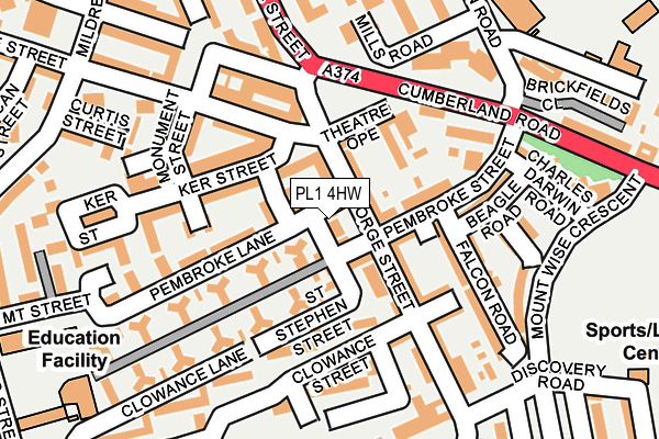 PL1 4HW map - OS OpenMap – Local (Ordnance Survey)