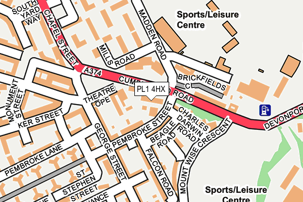PL1 4HX map - OS OpenMap – Local (Ordnance Survey)