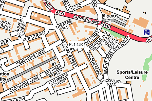 PL1 4JR map - OS OpenMap – Local (Ordnance Survey)